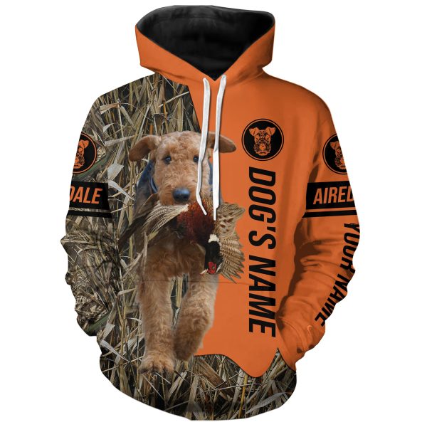 Airedale Terrier Hunting Dog Customized Name Shirts for Hunters Duck Pheasant Birds Hunting Shirts Hoodie ND
