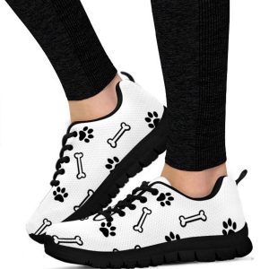 Women's Dog Paw Print Sneakers, Low Top Running Shoes, Custom Athletic Gifts for Dog Lovers