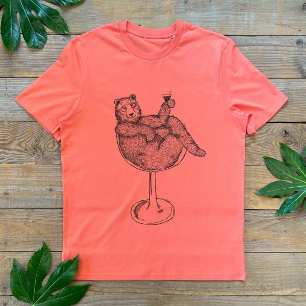 Cocktail Bear T-shirt  cool bear tshirt  gift for him  graphic - Image 2