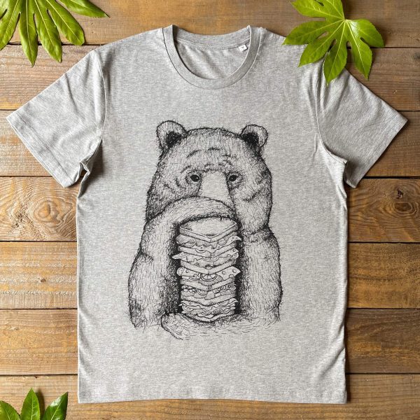 Bear and Sandwich T-Shirt  Bear T-shirt men's  graphic  men's gift - Image 2