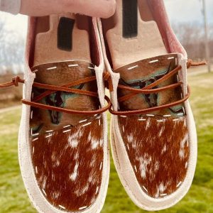 Handcrafted Kobe Cowhide Shoes  – Hair-On Western Style Casual Footwear